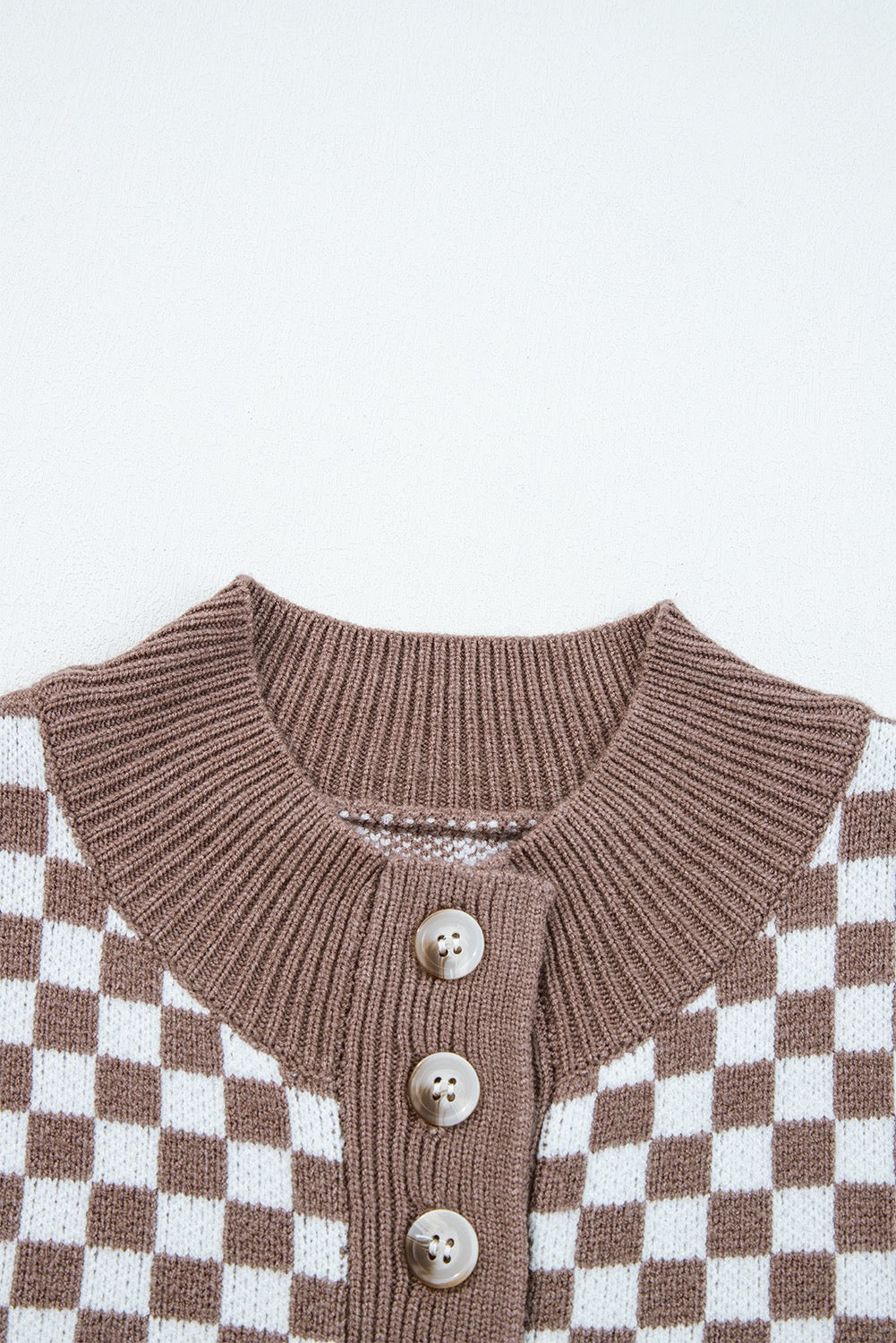 Checkered Creme and Brown Sweater