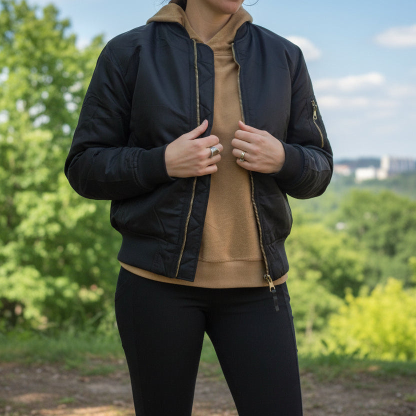Black Bomber Jacket With Lining