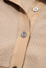 Load image into Gallery viewer, Light French Beige Waffle Patchwork Button Shirt