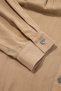 Light French Beige Waffle Patchwork Button Shirt