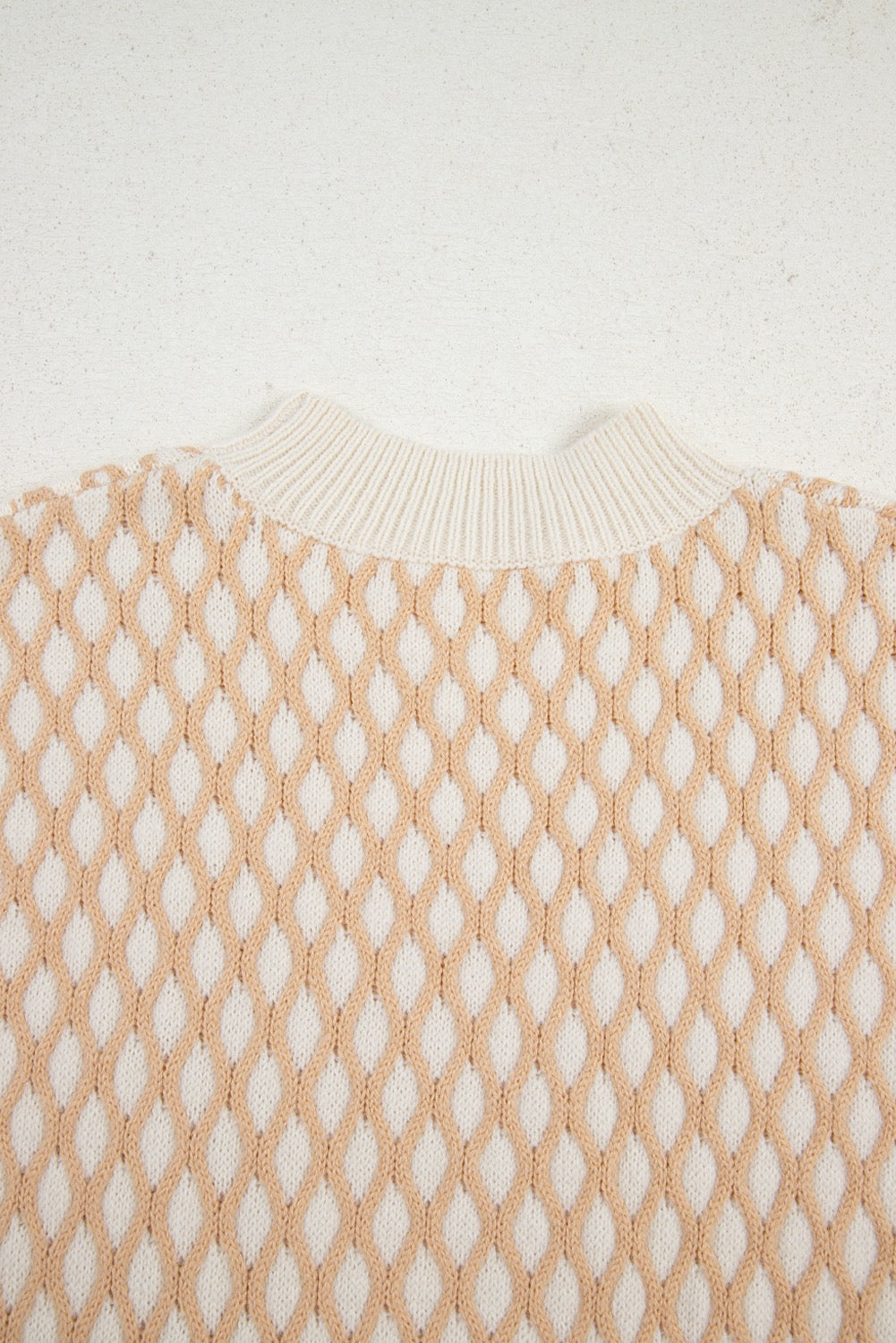 White & Tan Hatch Sweater