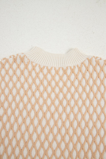 White & Tan Hatch Sweater