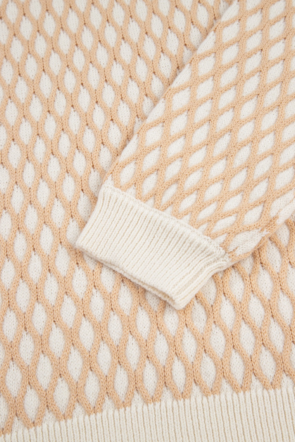 White & Tan Hatch Sweater