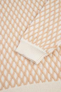 White & Tan Hatch Sweater