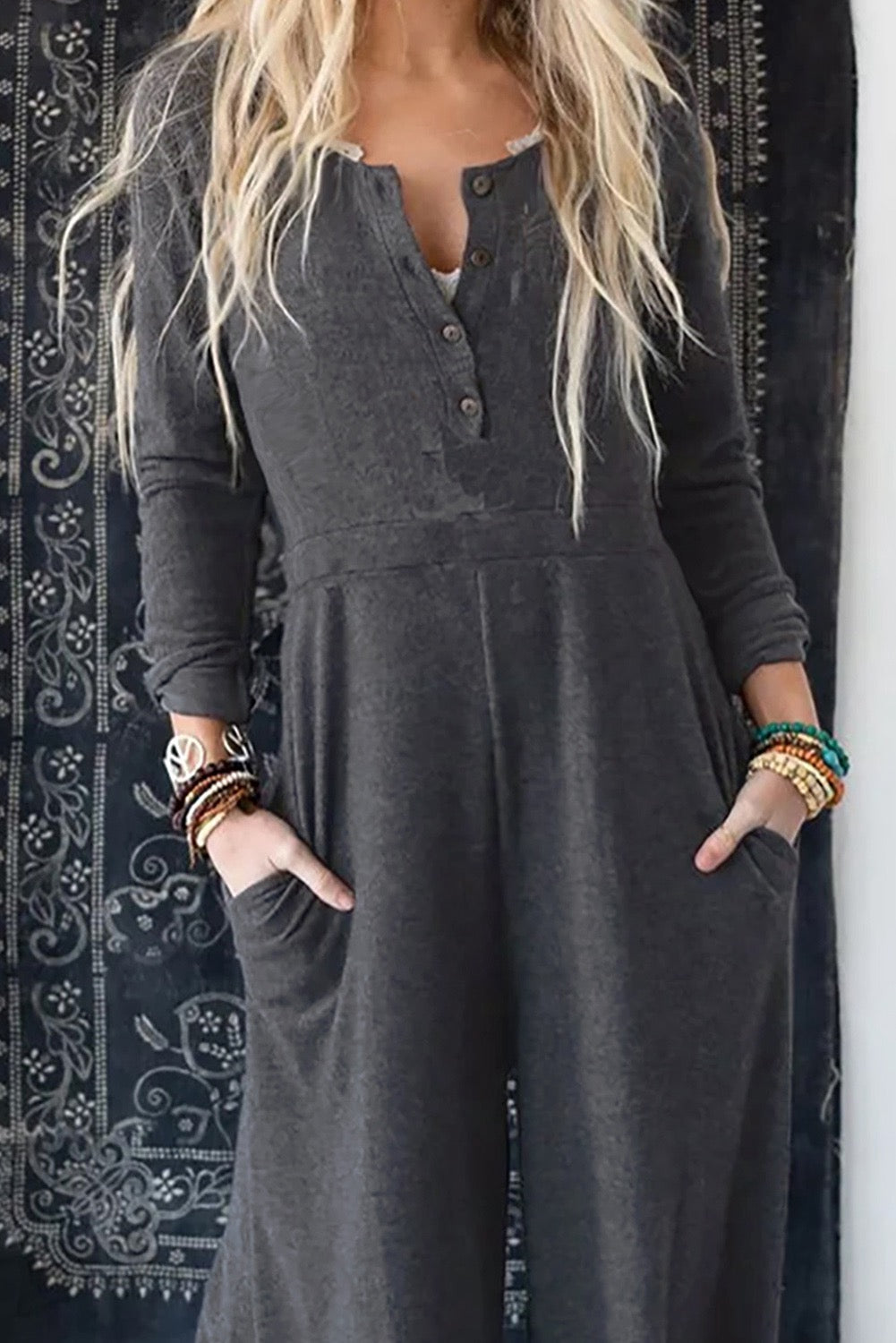Wide-leg Charcoal Jumpsuit