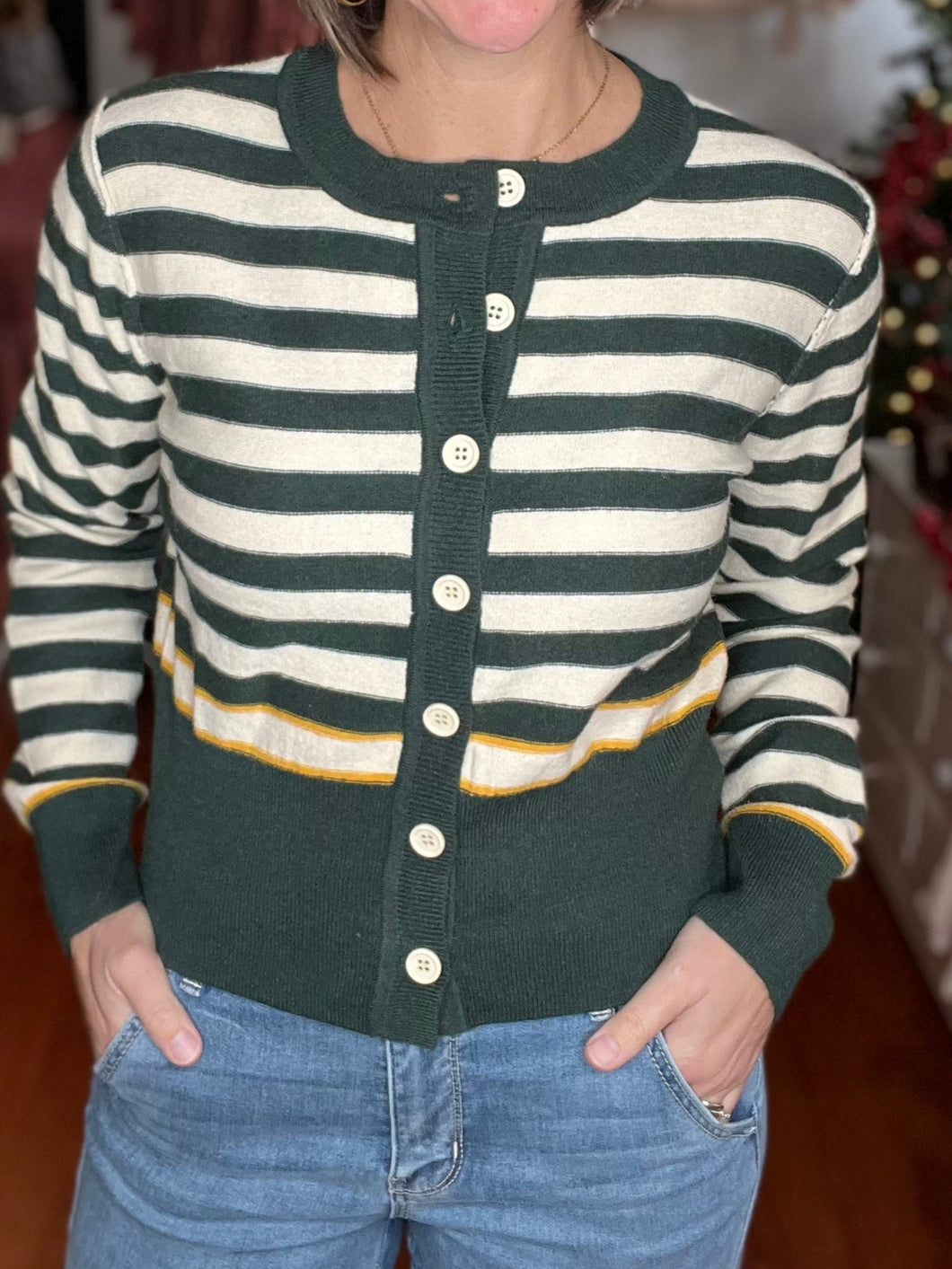 Green Striped Sweater