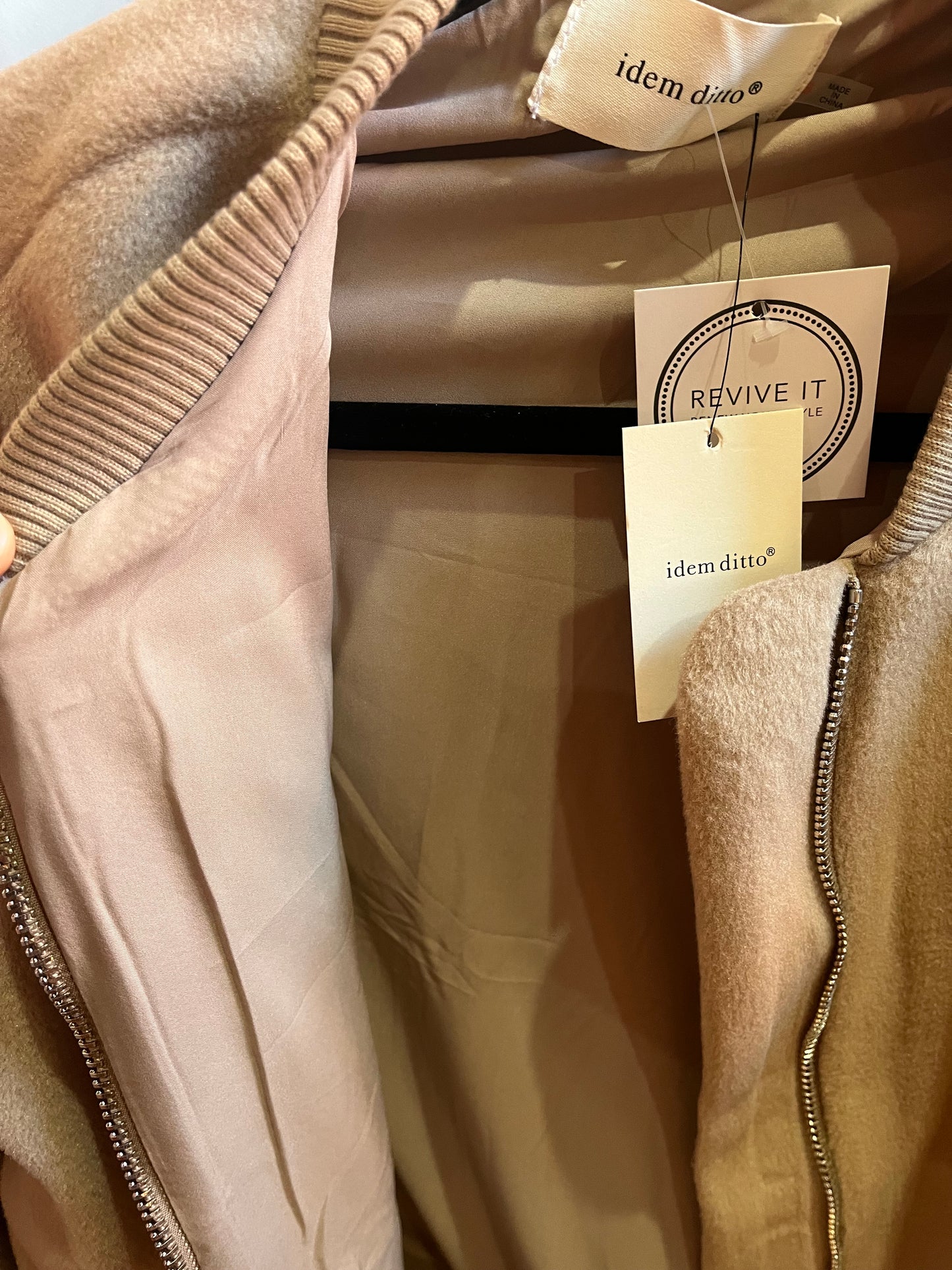 Beige Bomber Lined Jacket