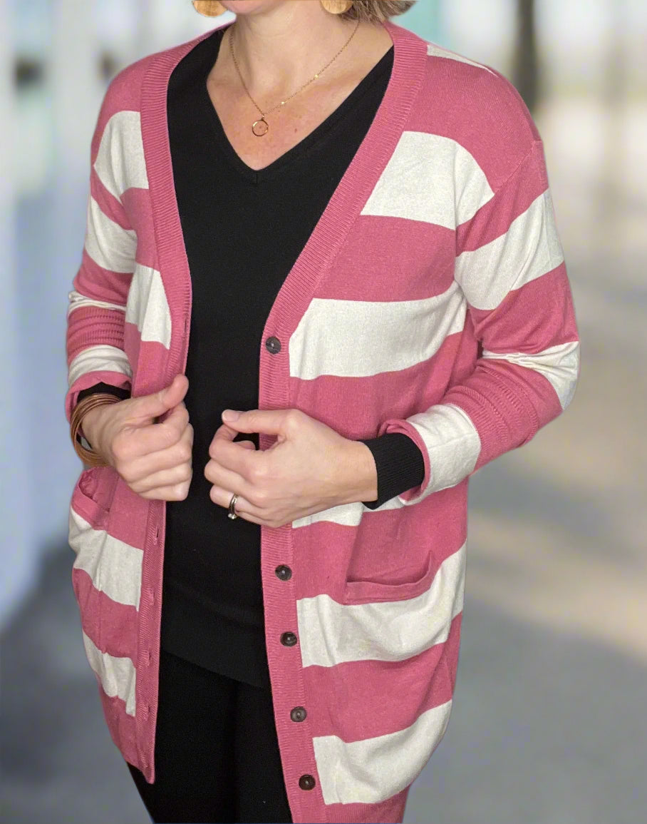 Pink Striped Cardigan – ReVive it