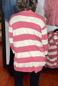 Pink Striped Cardigan
