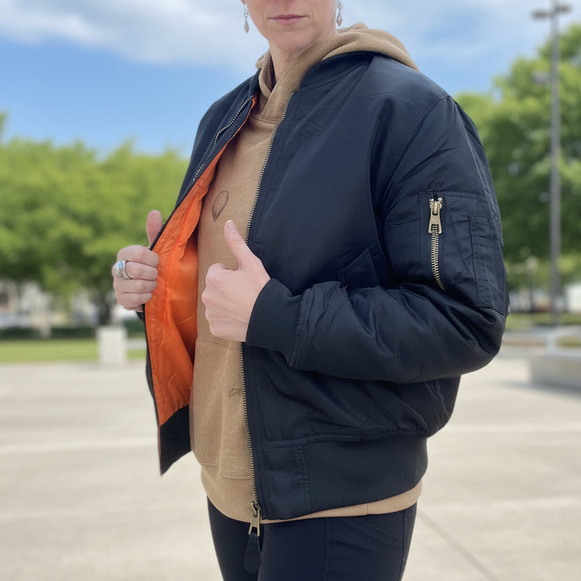 Black Bomber Jacket With Lining