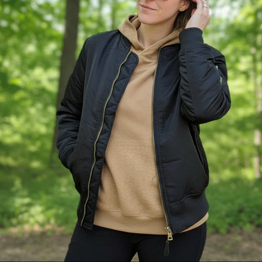 Black Bomber Jacket With Lining