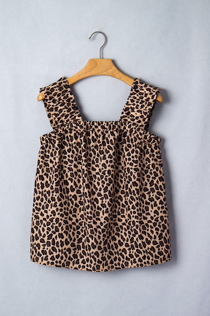 Leopard Print Square Neck Tank Top