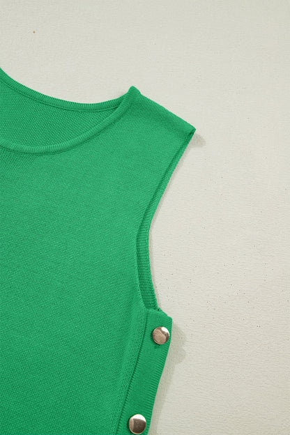 Green Button Side Sweater