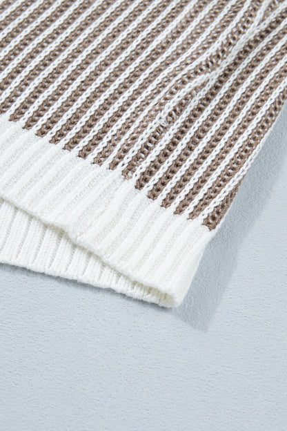 Khaki Ribbed Knit Sweater Tank Top