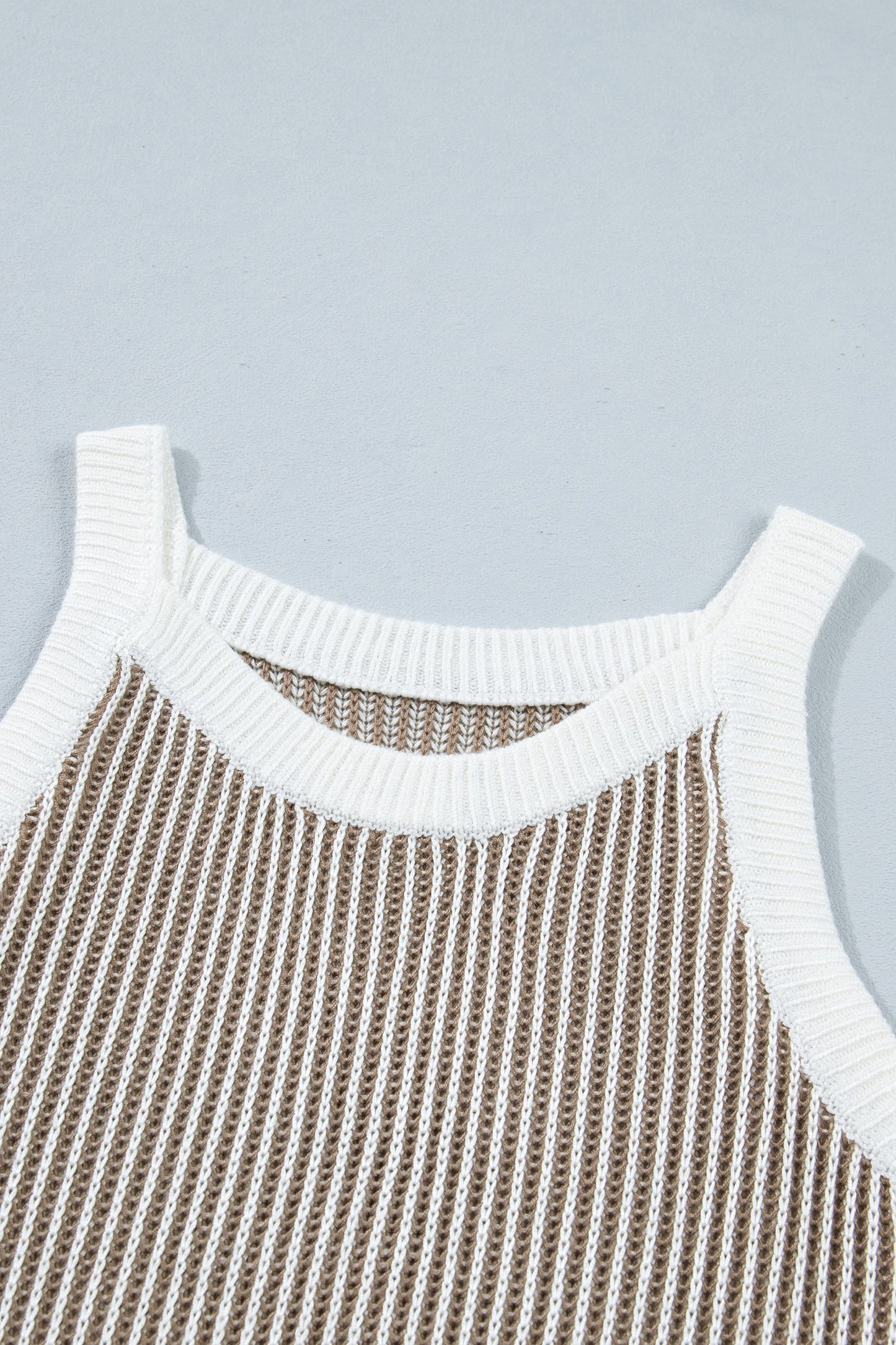 Khaki Ribbed Knit Sweater Tank Top