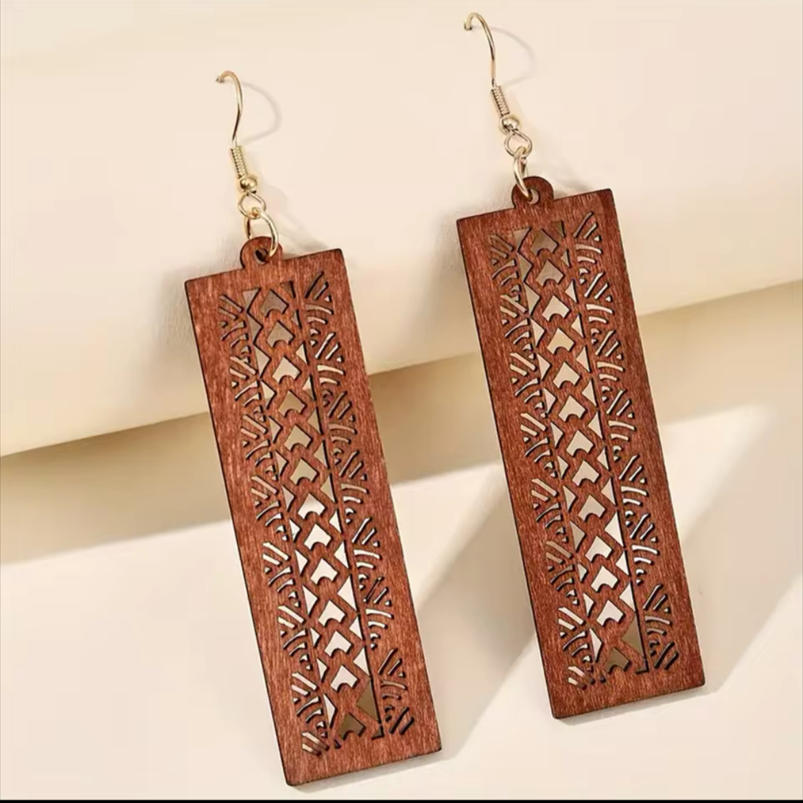 Ornate Wood Earrings