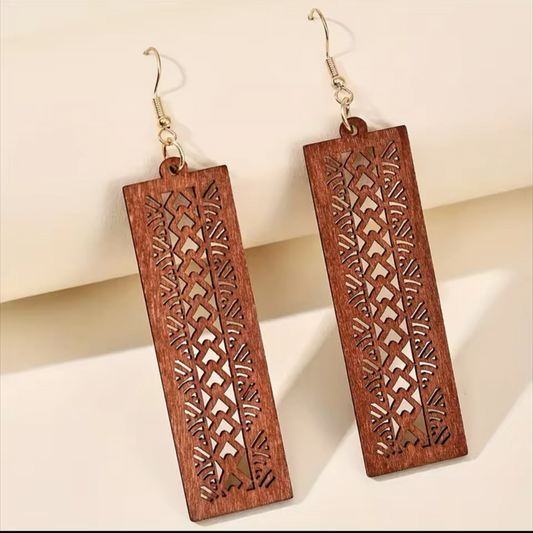 Ornate Wood Earrings