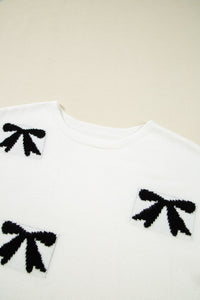 Black Bow Short Sleeve Sweater