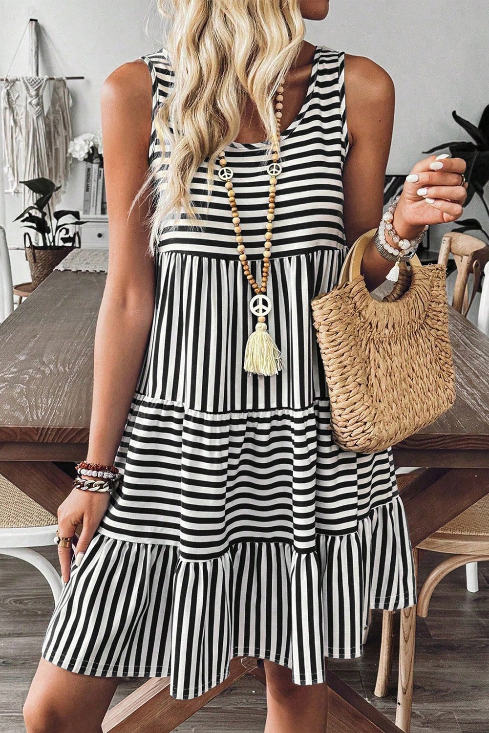 Striped Black & White Dress