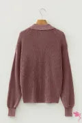 Dark Brown Knitted Button Sweater