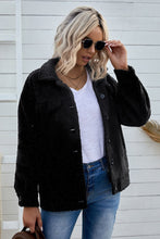 Load image into Gallery viewer, Black Button Sherpa Jacket